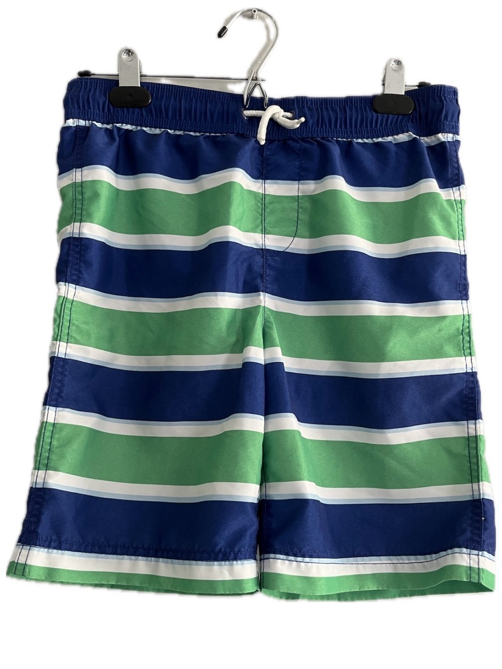Lands' End Boys' Swim Trunks - Navy & Green Stripe Size 10-12
